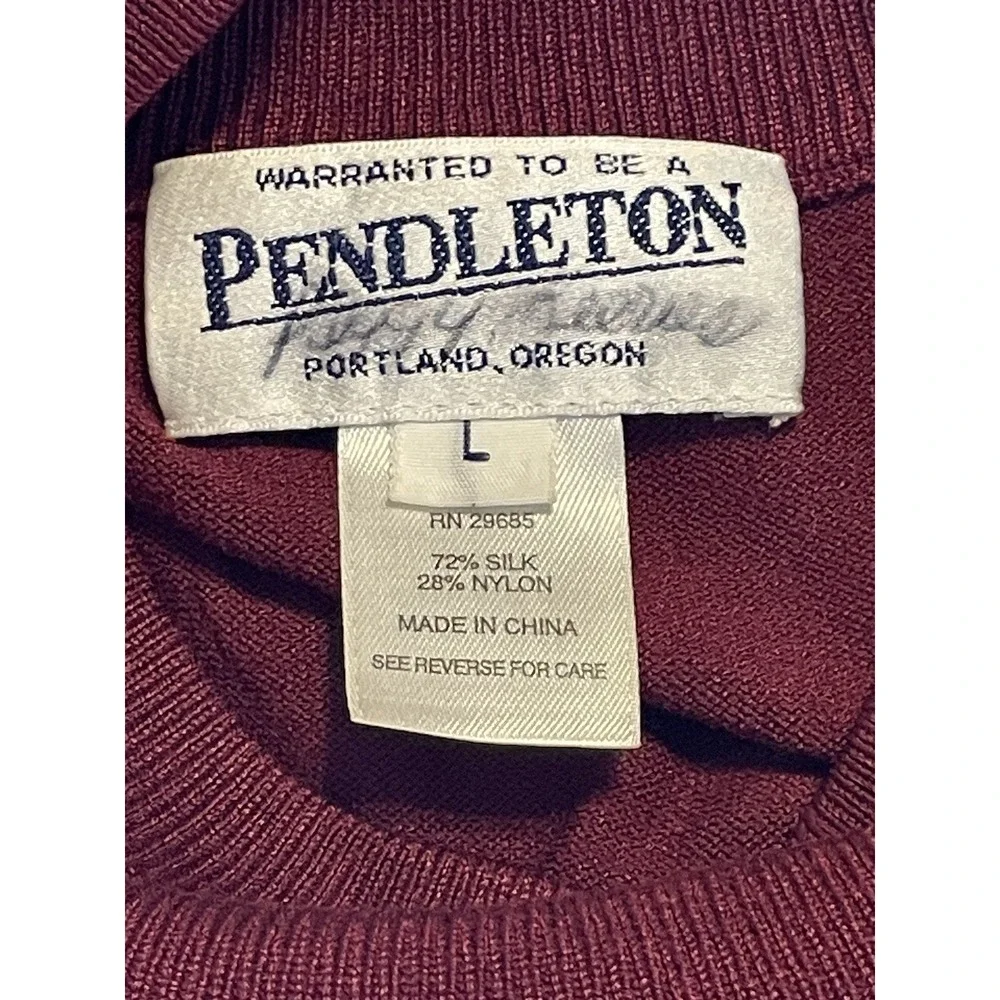 Pendleton Mock Neck Sweater Women's‎ Large Maroon Silk Blend Pullover